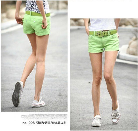 2pcs/lot 2012 Korean New Summer  Candy Colors Shorts 9 Colosr Size:26-30