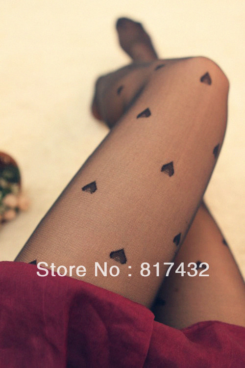 2pcs/lot! 2013 new fashion women's big C all-match heart love to the sexy transparent pantyhose stockings free shipping