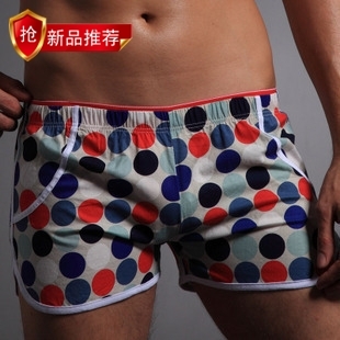 2pcs/lot Fashion fashion dot 100% cotton male lounge pants casual pants male trunk 1111863   free shpping