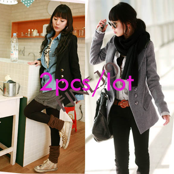 2PCS/LOT Free shipping 2013 New Women's Korean Fashion Single-breasted Suit Coat blazer Jacket 2 Colors 3 Sizes 7461