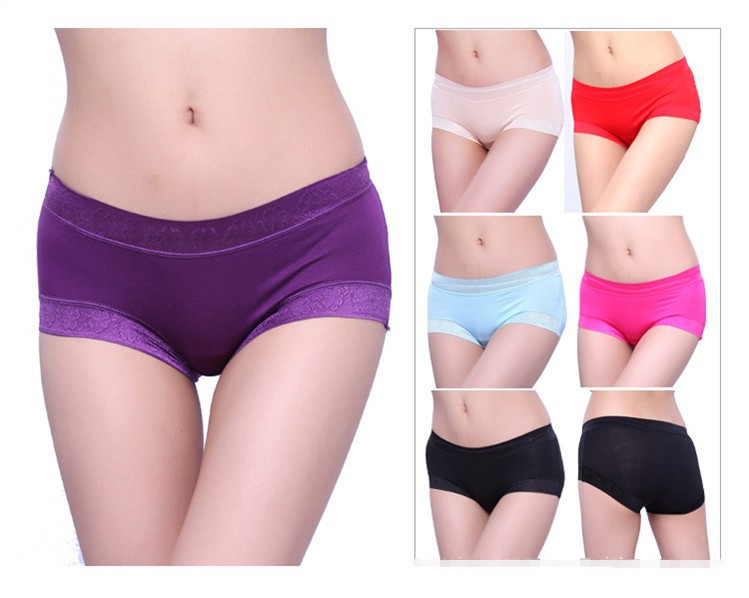 2pcs/Lot Free Shipping Candy Color Sexy Butt-lifting seamless female panties Soft modal nice lace design