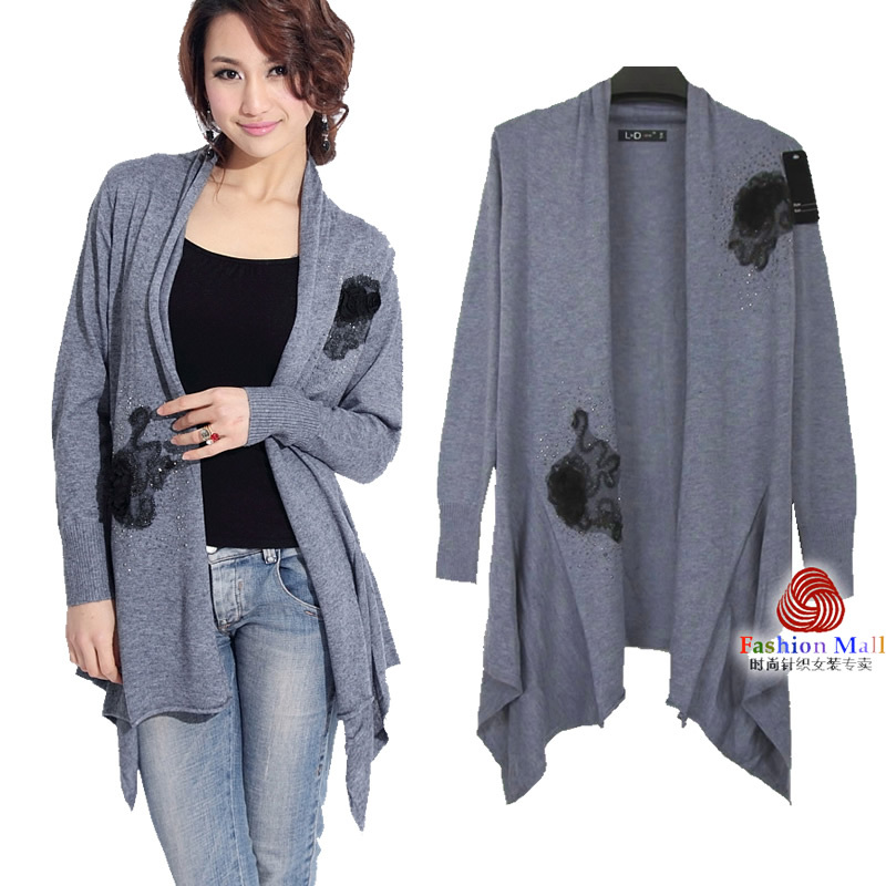 2pcs/lot, New Wholesale Fashion Freesize Grey Cotton Shawl Outwear Sweater For Women, Promotional Gift, Free Shipping