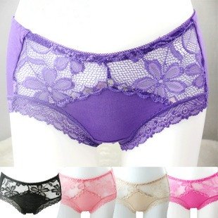 2Pcs/lot Seamless Triangle Bamboo Charcoal Fiber Cute Modal Female Panties Mid-Waist Lace Panties Sexy Underwear Free Shipping