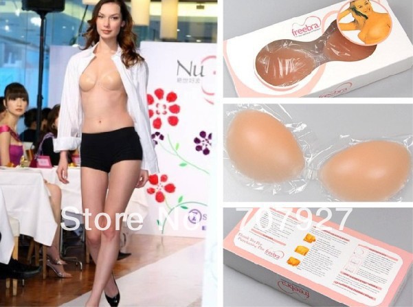 2pcs/lot Self Adhesive Silicone Nude Strapless free bra silicone bra Thick Free Shipping