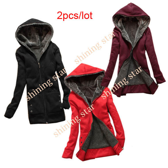 2pcs/lot wholesale Casual Women's Hoodie Jacket  Thicken Warmer Outerwear Hoodie Coat Hot sale 3278