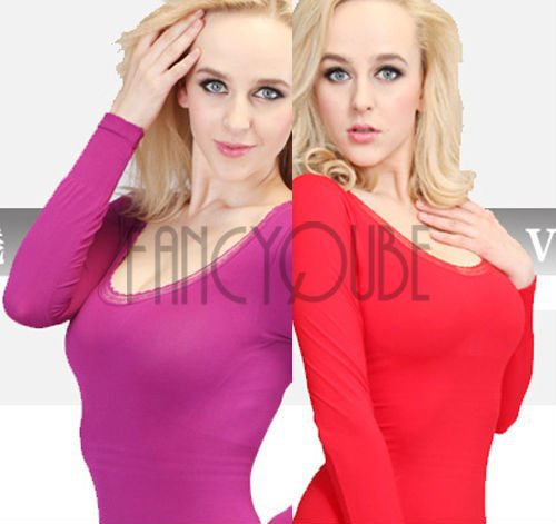 2pcs Women's Slim Fit Sexy Lace Low Cut Thermal Underwear Set Free Shipping