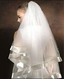 2T Ivory or White Wide Satin Bridal Wedding Veil + comb