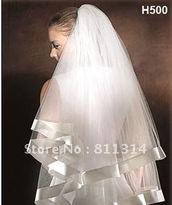 2T White Chiffon Satin Edge Bridal Wedding Veil With Comb