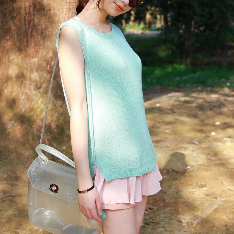 3.15 2013 spring female vintage candy color low-high racerback knitted vest s3063