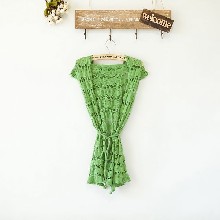 3 2012 autumn vintage cutout knitted female lacing with a hood cardigan