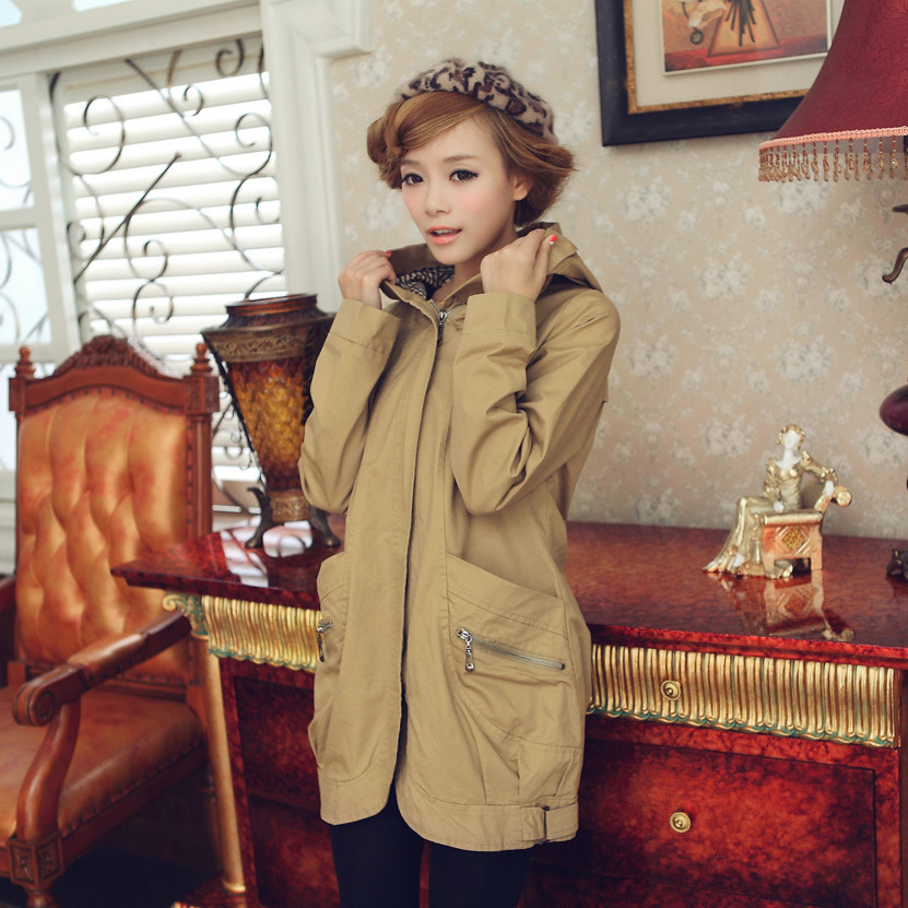 3.26 Promot 2013 New Spring hot-selling casual medium-long water wash cotton with a hood trench outerwear
