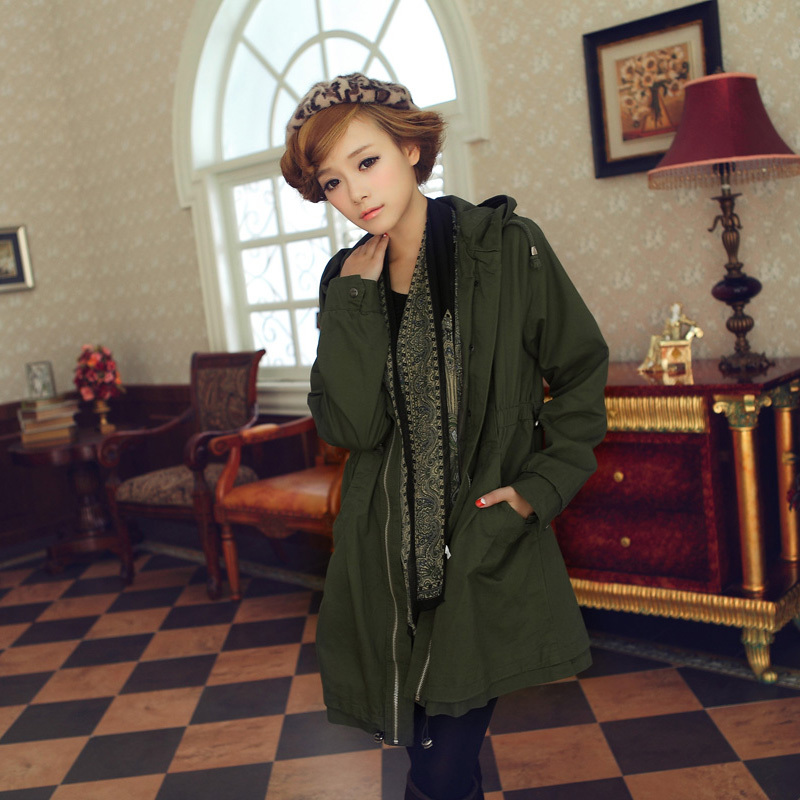3.26 Promot 2013 New Spring hot-selling fashion trench long design casual loose with a hood long-sleeve outerwear