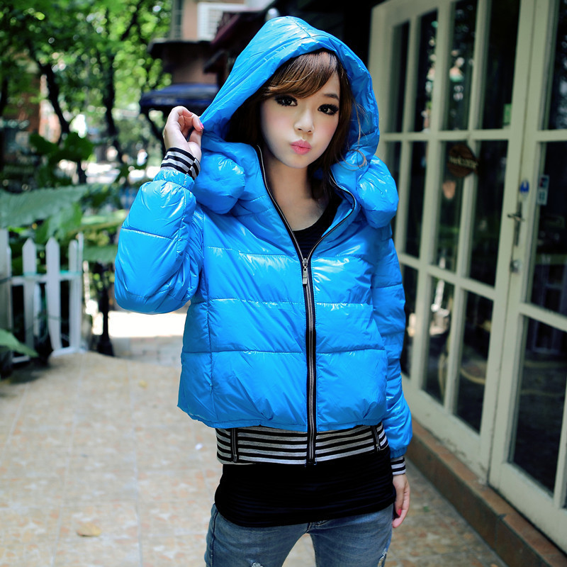 3.26 Promot 2013 New Spring with a hood shiny bread short design hats down cotton short design outerwear