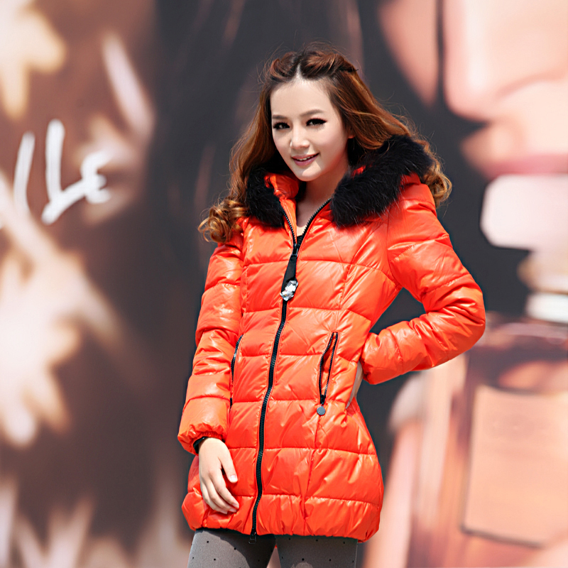 3.26 Promot 2013 Spring new arrival OL outfit slim fur collar thermal down coat medium-long quality