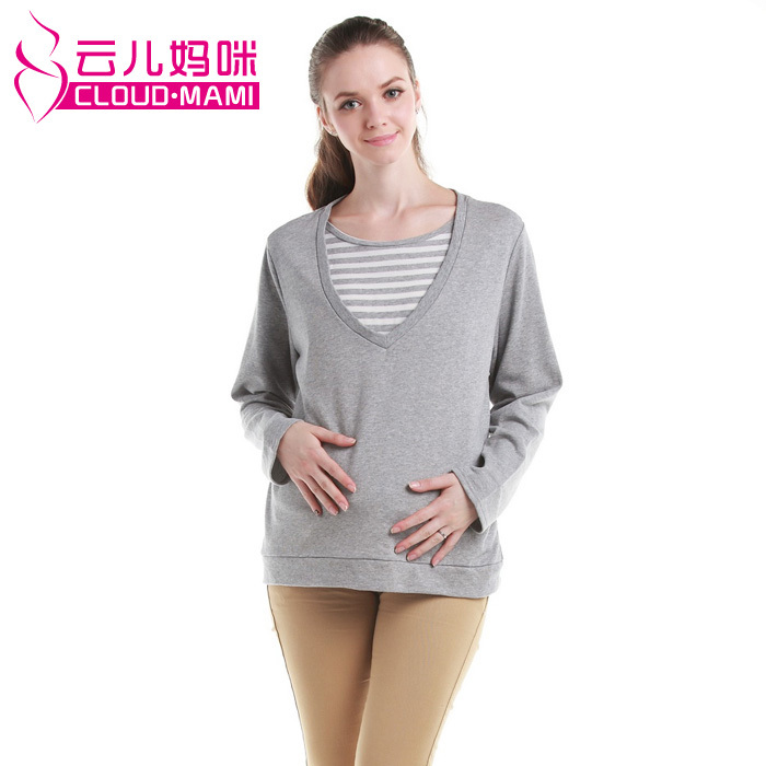 3.26 Promot Mommas maternity clothing autumn loop pile maternity top nursing clothes nursing month of clothing