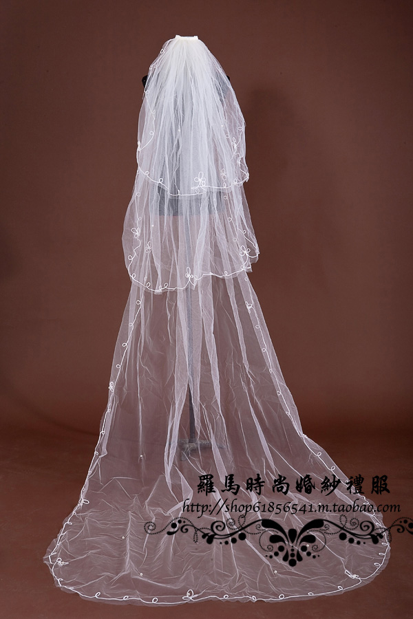 3 3 meters laciness long trailing veil train wedding dress simple , elegant