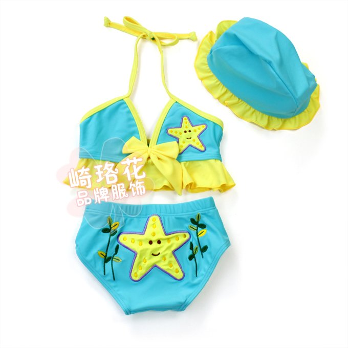 3 - 4 - 5 - 6 infant girls clothing bikini female child split swimwear triangle set child swimwear