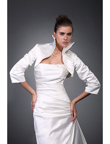 3/ 4-Length Sleeves Satin Bridal Jacket Wedding Wrap  Free Shipping girls blouse Casual tops 2013 Hot fashion 2013 New Design