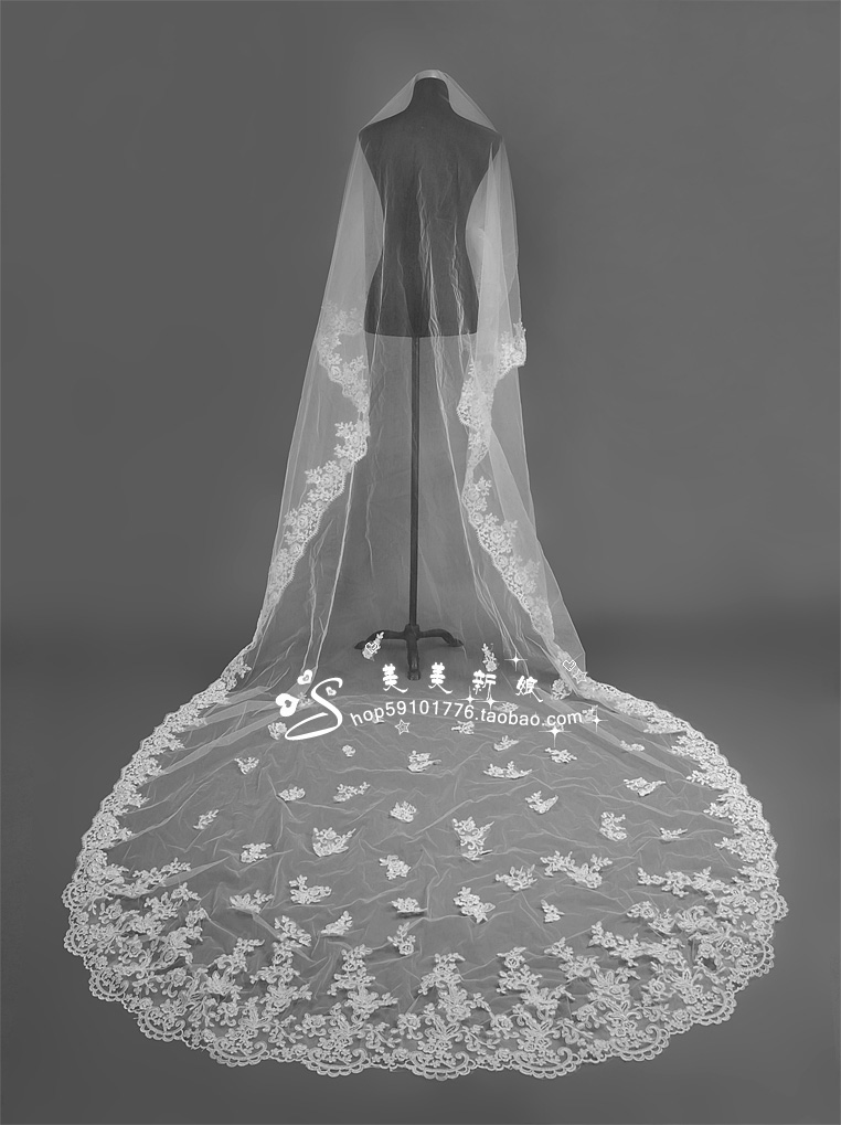 3.5 meters 2012 fashion vintage luxury car flower lace veil three-dimensional laciness