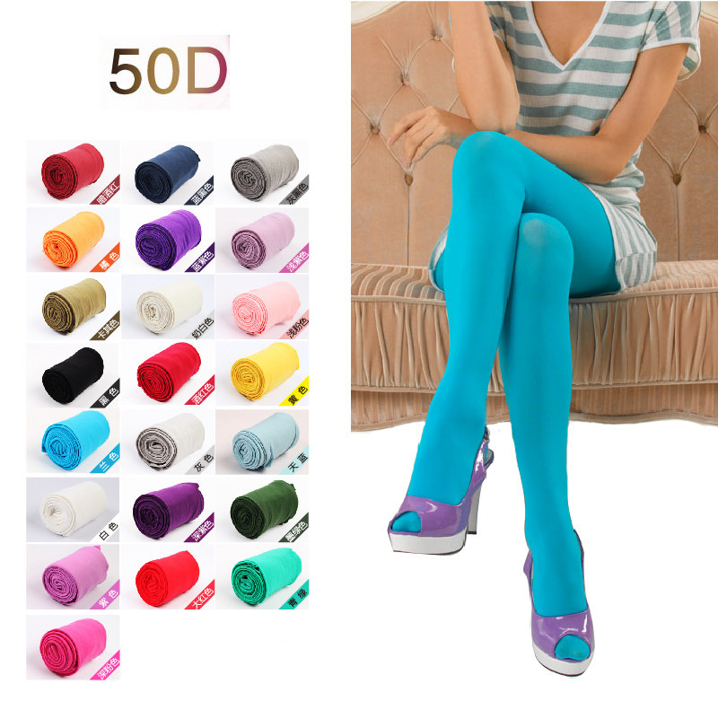 3 50d velvet candy color socks women's meat spring and autumn multicolour pantyhose