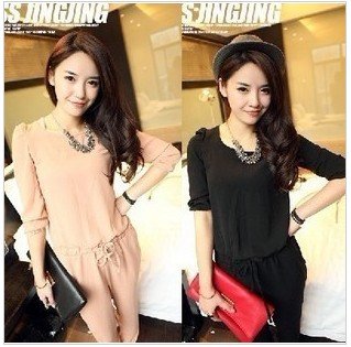 3,565 Korean women's fashion spring/summer 2012 new super thin! Seven-sleeve chiffon Siamese trousers