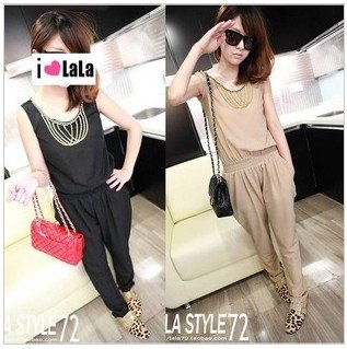 3,598 Europe wind dress 2012 new Smart Commute OL nude color sleeveless chiffon Emile verhaeren loose Siamese trousers Jumpsuits