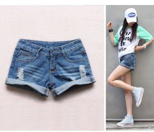 3,677 Superman a new Korean women's 2012 summer season both worn edge denim shorts