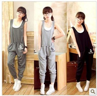 3,771 Korean summer 2012 new leisure fashion ladies ' sleeveless Harun-low waist trousers Siamese trousers