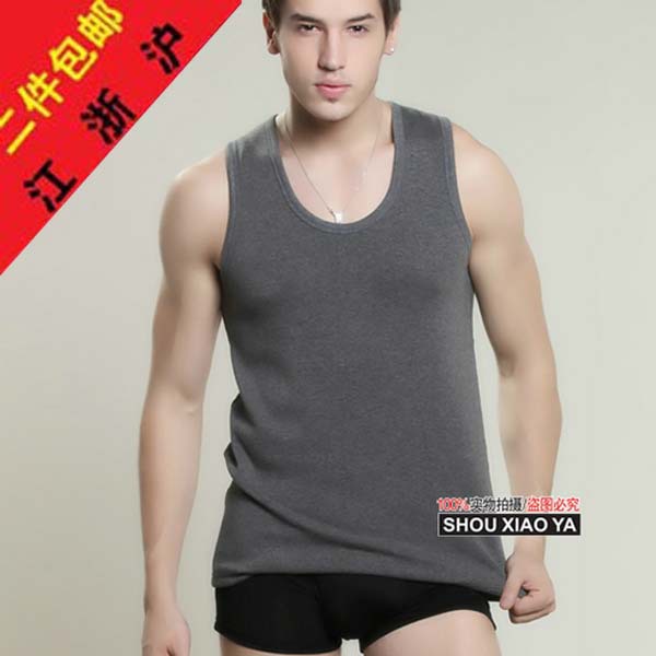 3 autumn and winter male wool cashmere thermal vest thickening plus velvet thermal underwear bamboo basic vest