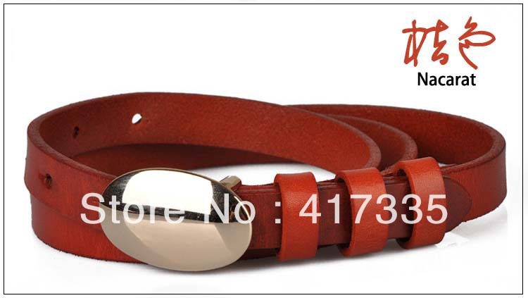 3 belt loops 3 colors special fastener genuine leather belt women  LCL008 Ladies thin belt