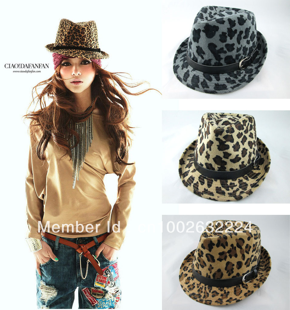 3 color  free shipping fashion 2013 new  fashion women  hat  leopard print wool cap