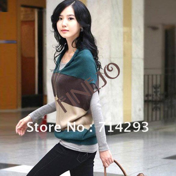 3 Color new arrival women Stripes Sleeveless Loose wool knitwear sweater weave sweater pullover batwing coat Free Shipping 7423