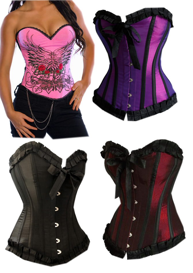 3 Colors with Blck Trim  Sexy  Gothic Sexy Lingerie Lace Up Burlesque Woman Bustier Corset shaper