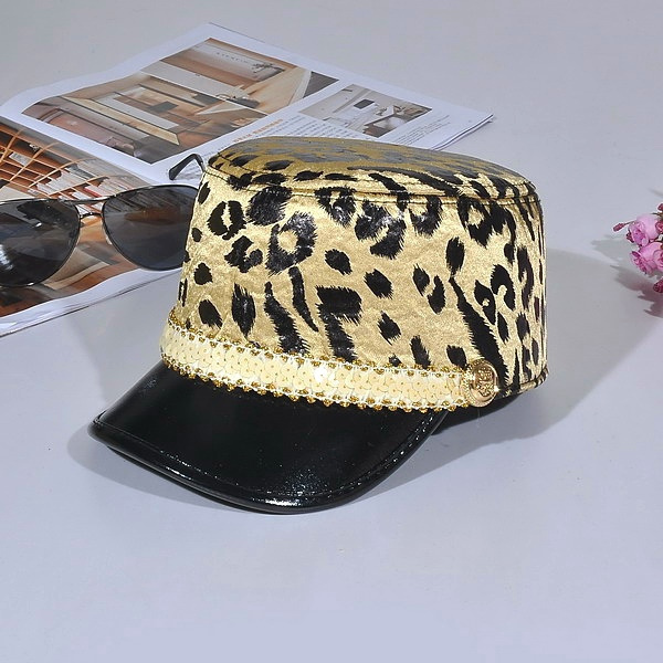 3 fashion stunning small leopard print women's flat navy hat