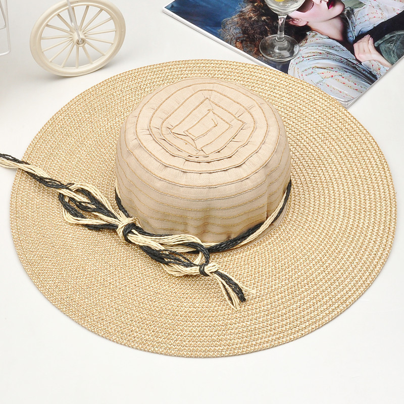 3 fashion women's large brim hat summer hemp rope decoration straw braid sun hat
