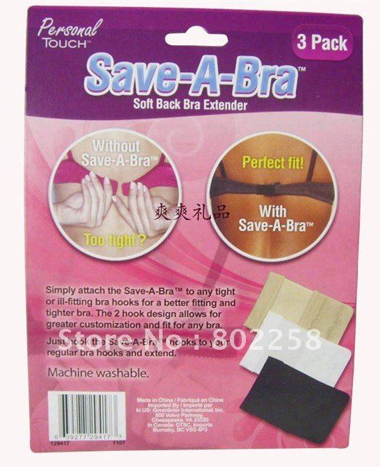 3 Hook Extensions Soft Back Bra Extender Attaches Easily To Any Bra 600pcs/lot=200packs