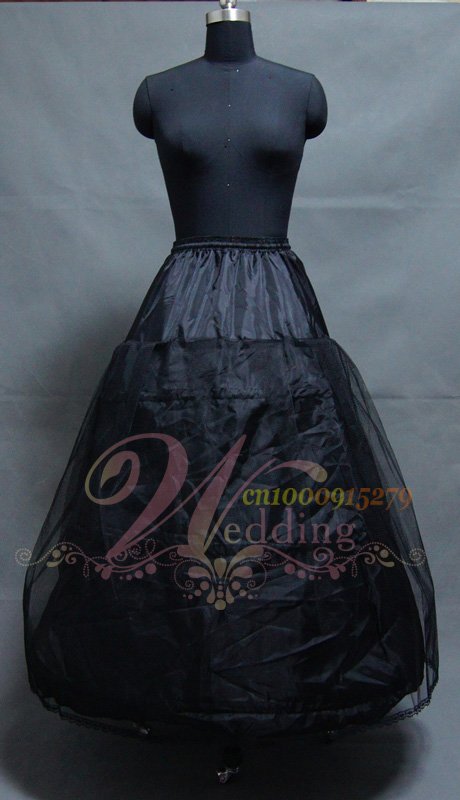 3 Hoop Black Lace Bridal Wedding Gown Dress Bridal Petticoat Crinoline Skirt Slip