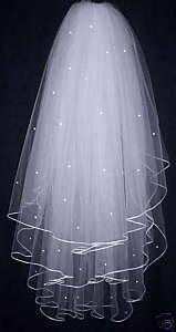 3 Layer of white or ivory wedding veil / bridal veil / beads + combs+gift