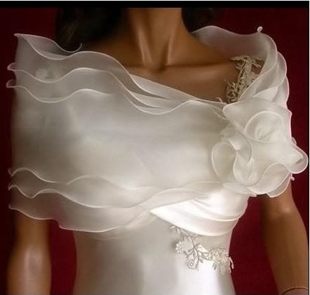 3-layer white or ivory shawl wedding dress accessories+handmade flower