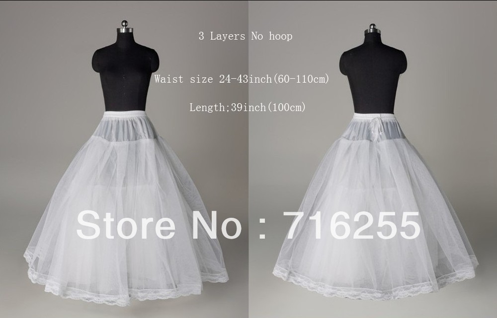 3 Layers No Hoop Lace Edge Wedding Prom Bridal Petticoat/Crinoline Underskirt/White