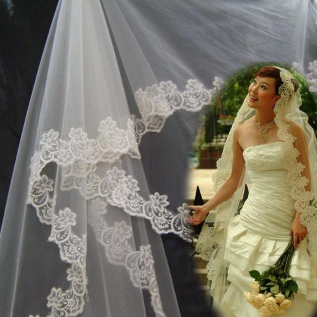 3 meters long train bridal veil ,wedding gown accessories, one layer, white ,wholesale, retail, low price, free shipping