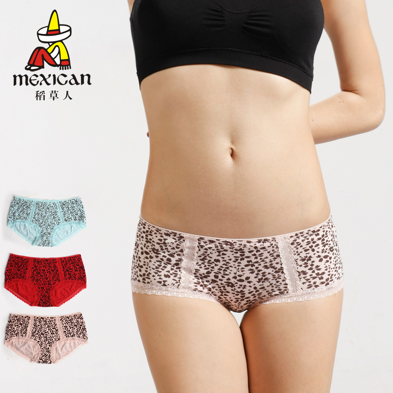 3 panty trunk lace decoration modal butt-lifting panties female