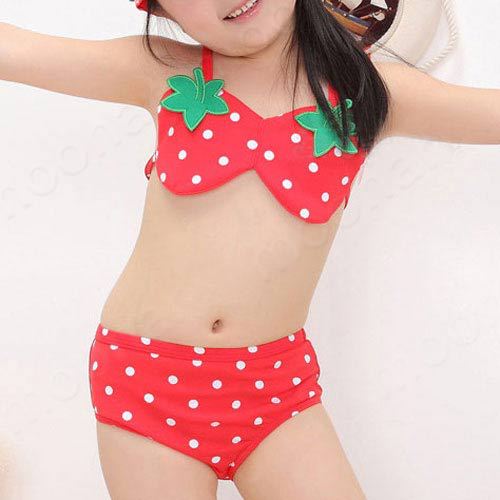 3 pcs Child Bikini Cute Girl's Baby Tankini Swimwear Swimsuit Beach wear Berries Summer Hat YY031