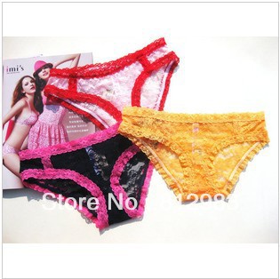 3 pcs/ lot Sexy Hollow Lace Panites Briefs Low Waist  M  Push-up  Ladies' Fashion  Underwear JY074B  Free Shipping