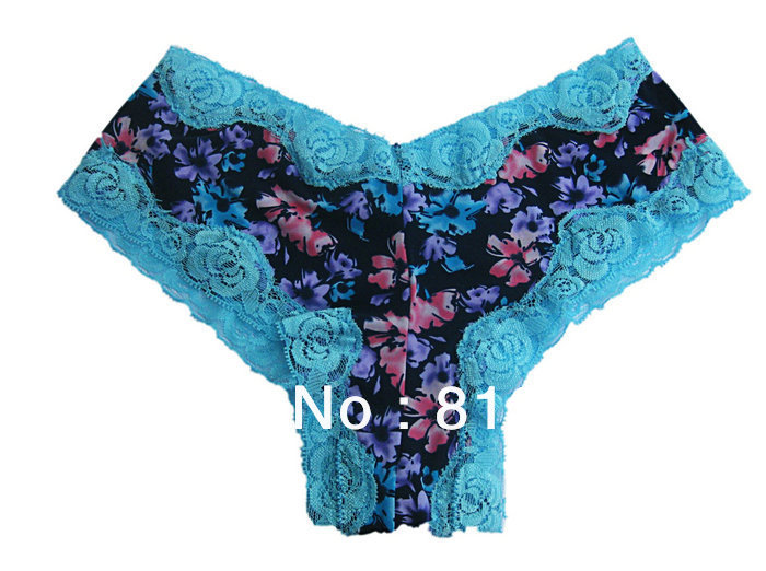 3 pcs/ lot  Sexy Lace Pink Blue  PanitesBriefs Low Waist  M/L Invisible Women's  Underwear VS JY053B Free Shipping