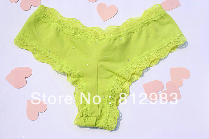 3 pcs/ lot  Sexy Lace Pink Green Panites Briefs Low Waist  M/L Push-up Women's  Underwear Ladies'  VS JY051B  Free Shipping