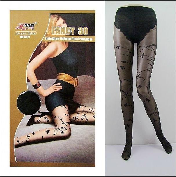 30 Den appearance,Satin Sheer Delicate Floral Pantyhose,Pantyhose tube Pantyhose tights.Strumpfhose.Collants.Pantys,MZ.6778