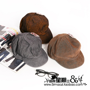 30$Mini Order Newsboy cap painter cap stripe flannelette hat male female autumn and winter