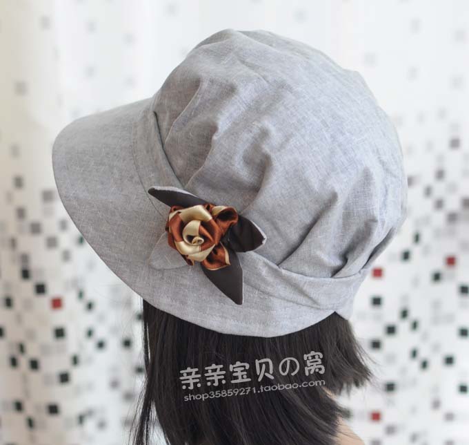 30$Mini Order Ribbon three-dimensional flower pleated cadet cap casual sweet small fedoras fashion bucket hats