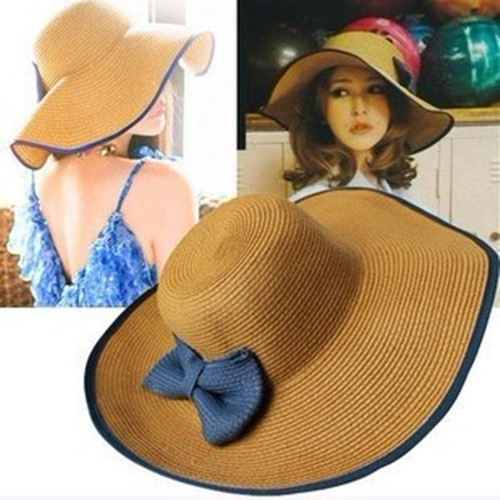 30$Mini Order Vivi strawhat sun hat vintage bow large along the strawhat women's sunbonnet